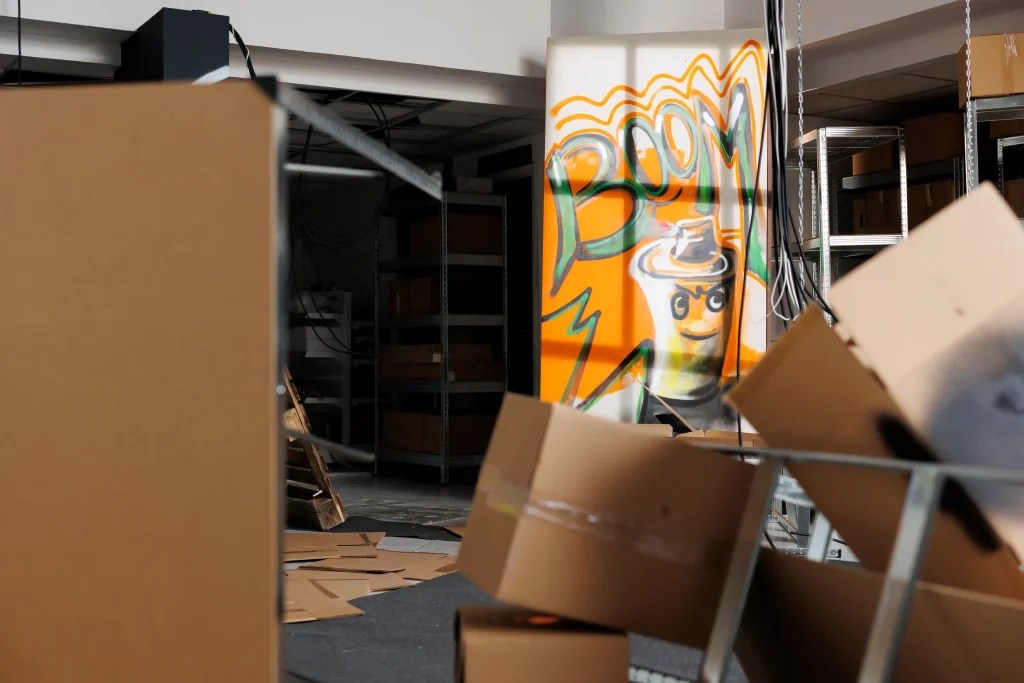 Toma de cajas de cartón dentro de un cuarto junto con otros artículos listos para ser empacados por mudanzas zapopan