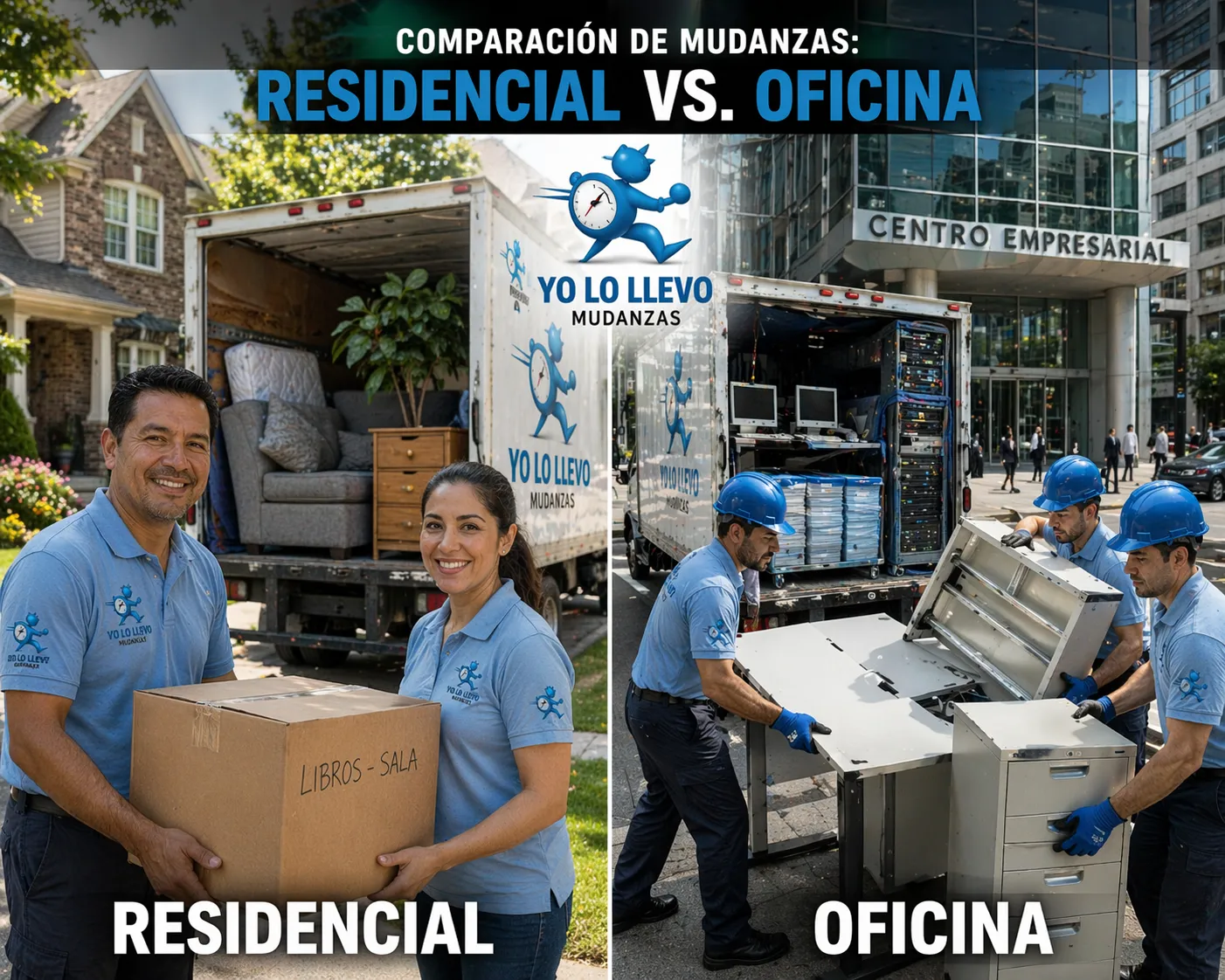 Comparación de una mudanza residencial vs una mudanza de oficina las cuales son dos mudanzas en Zapopan que realiza el equipo de “Yo lo llevo”
